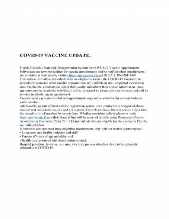 COVID-19 VACCINE UPDATE