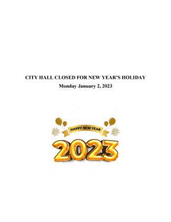 City Hall closed for new year 