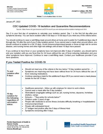 Updated Isolation & Quarantine Periods page 1