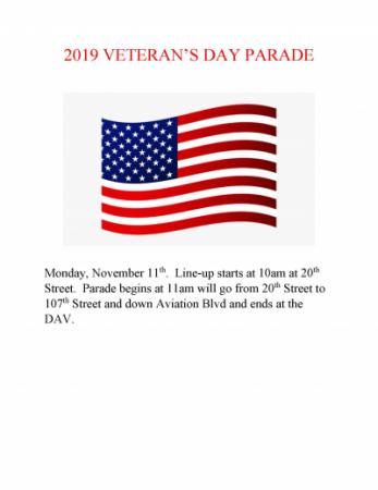 2019 Veterans Day Parade Flyer