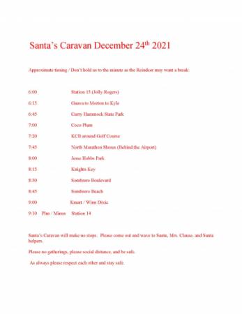 Santa Caravan Route