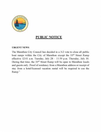 Boat Ramp Closure Notice 