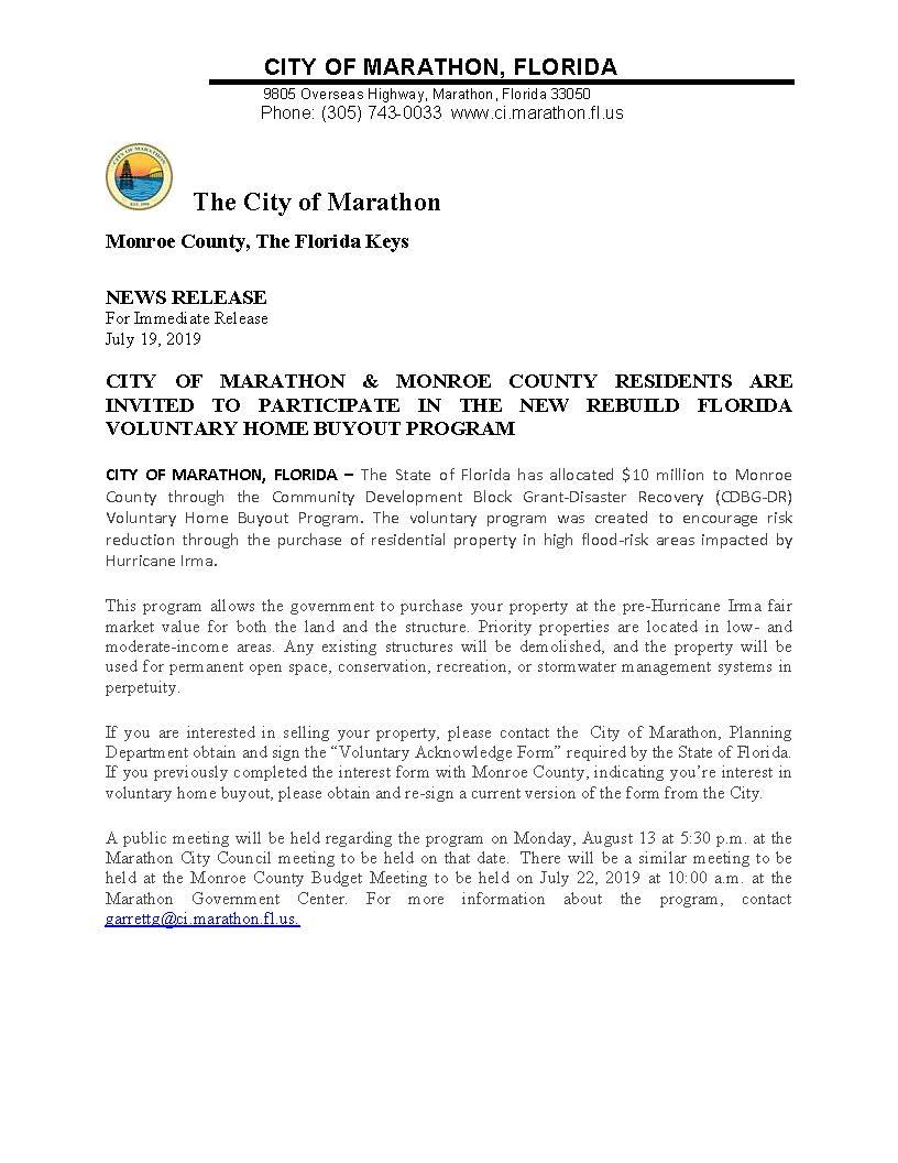 Voluntary Home Buyout Program | Marathon, Florida
